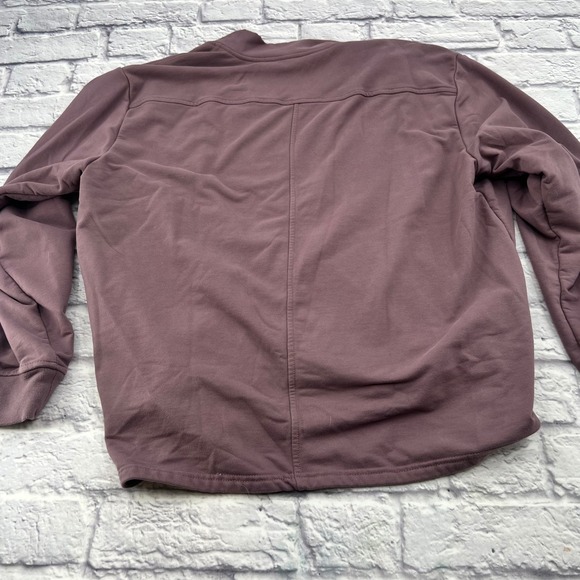 Athleta Womens Retro Terry Wrap Sweatshirt Purple Size Large Side Tie Pullover - Picture 8 of 9